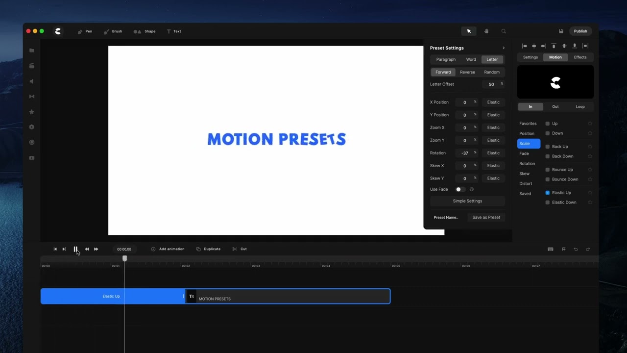 CreateStudio - Working with Motion Presets
