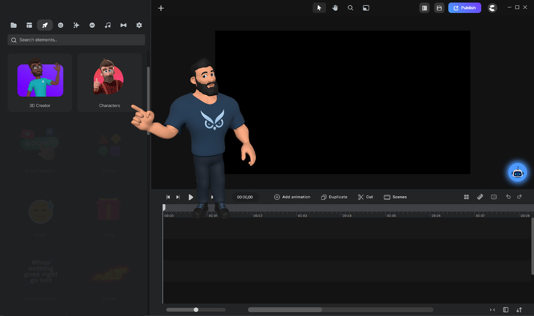 Videomaker Studio Karakters
