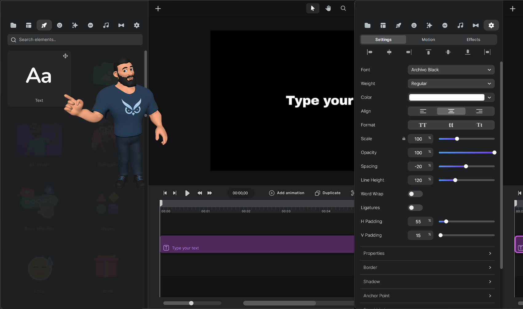 Videomaker Tekst Tool Element
