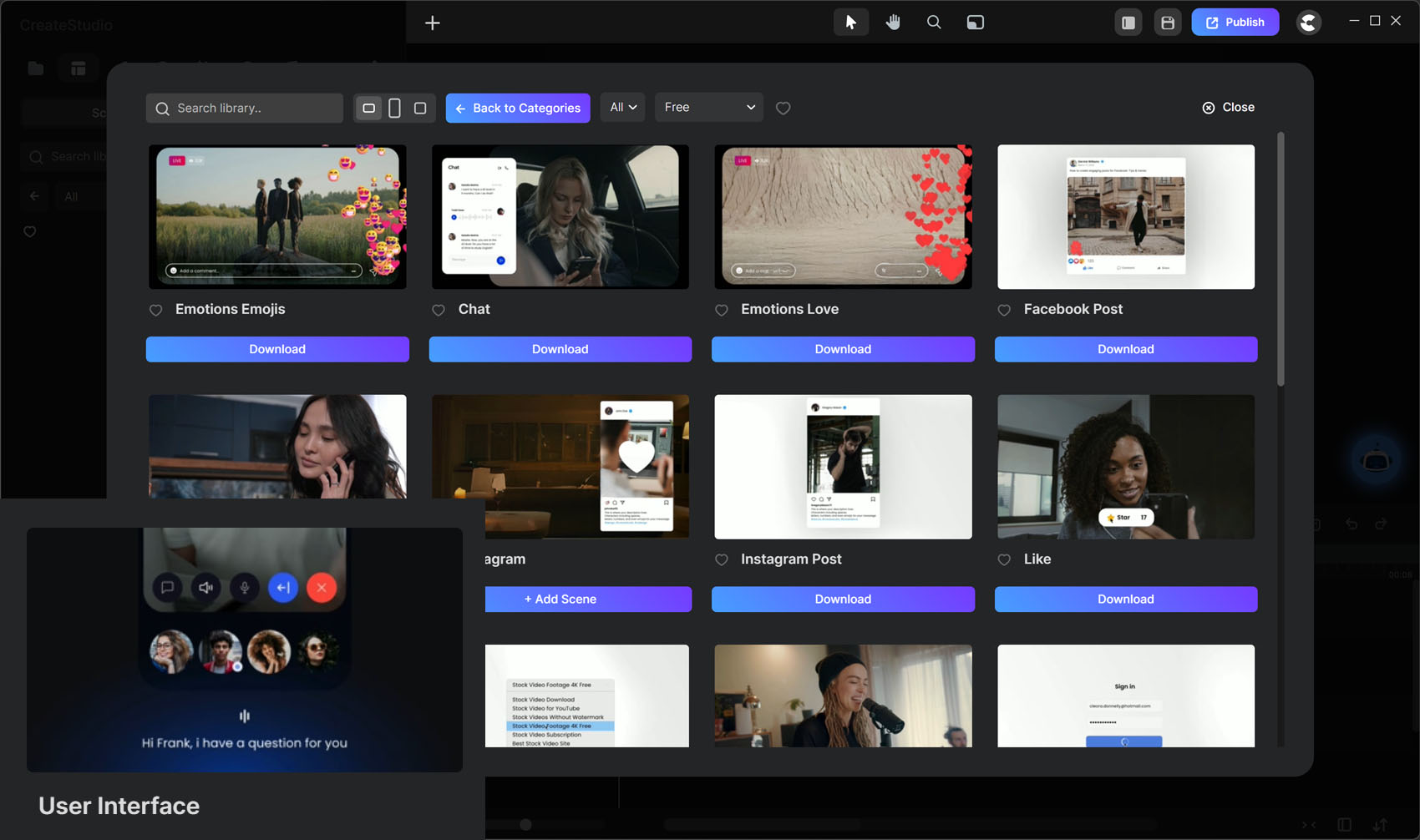 Videomaker User Interface Scenes